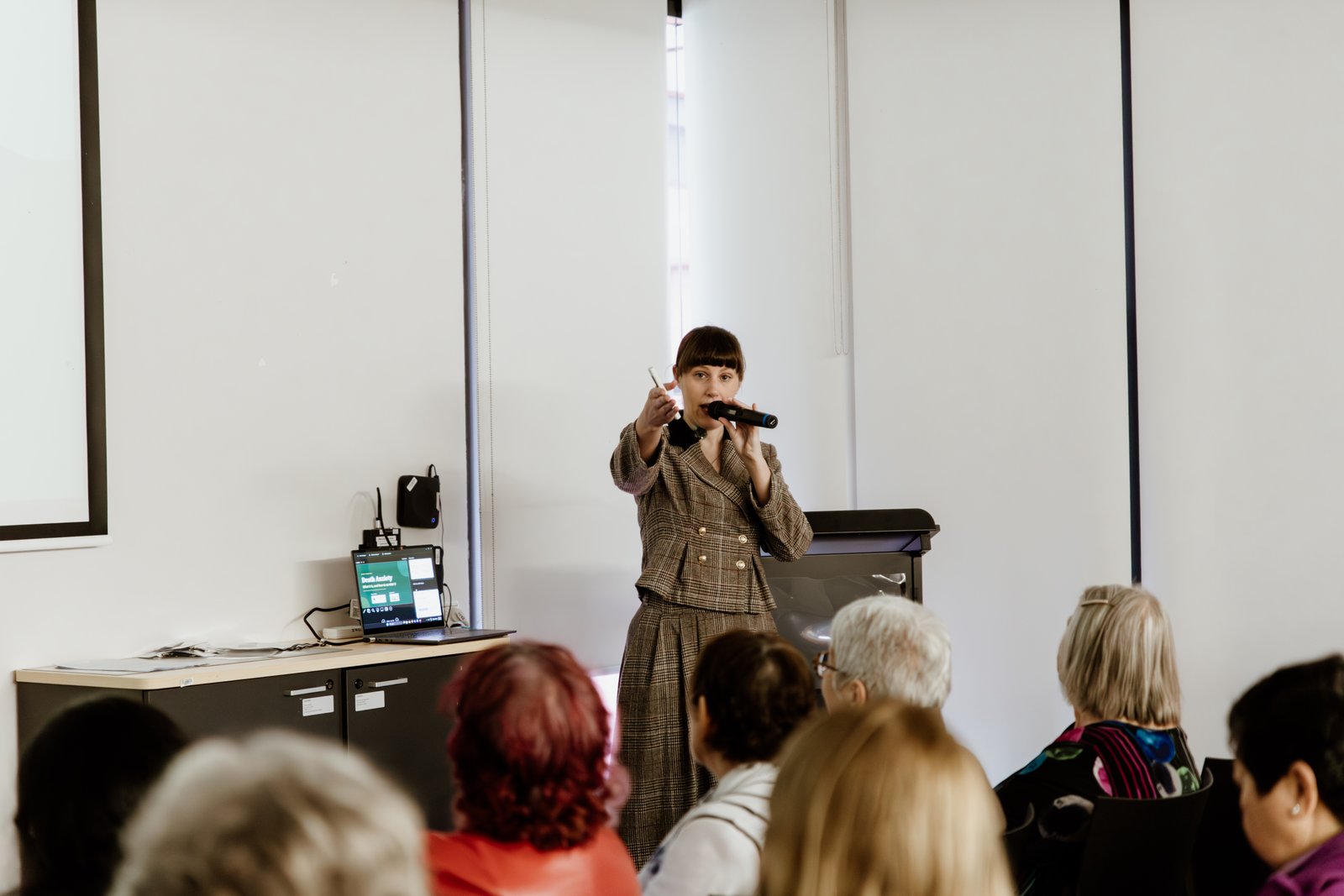 Samantha Waite presenting at a Taboo Education event
