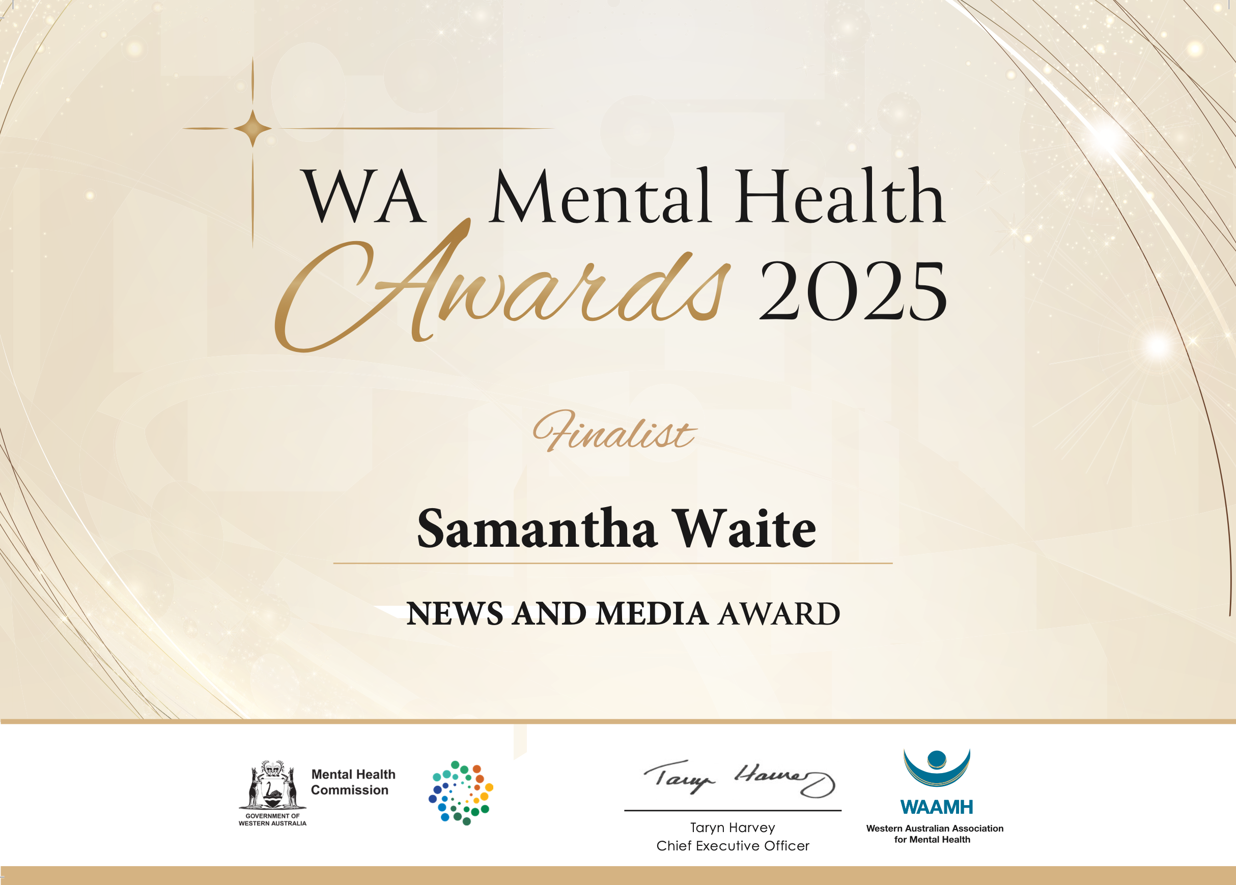 WA Mental Health Awards 2025 certificate